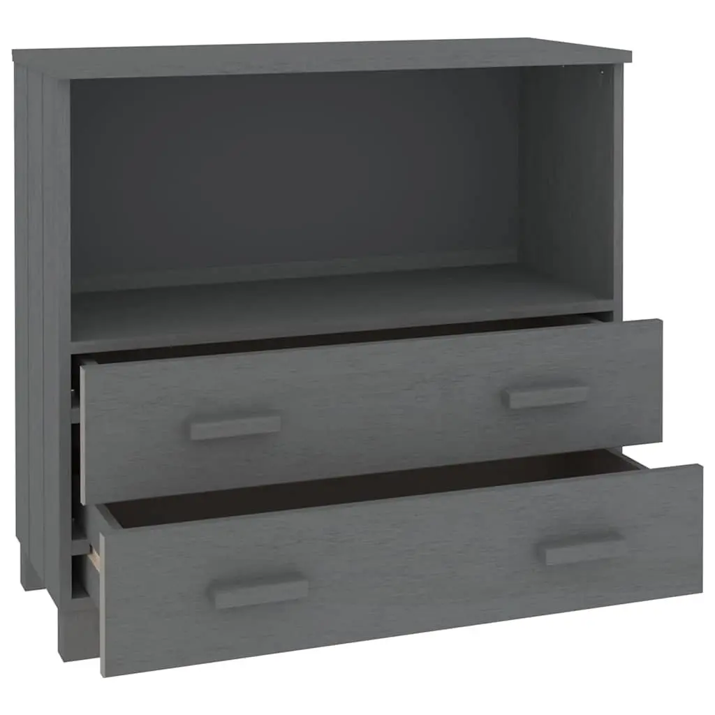 Wooden Sideboard Storage Cabinet Grey Buffet 85 x 35 x 80 cm Solid Pinewood