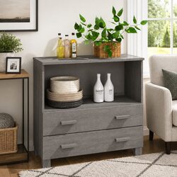 Charming Wooden Sideboard Storage Cabinet in Light Grey