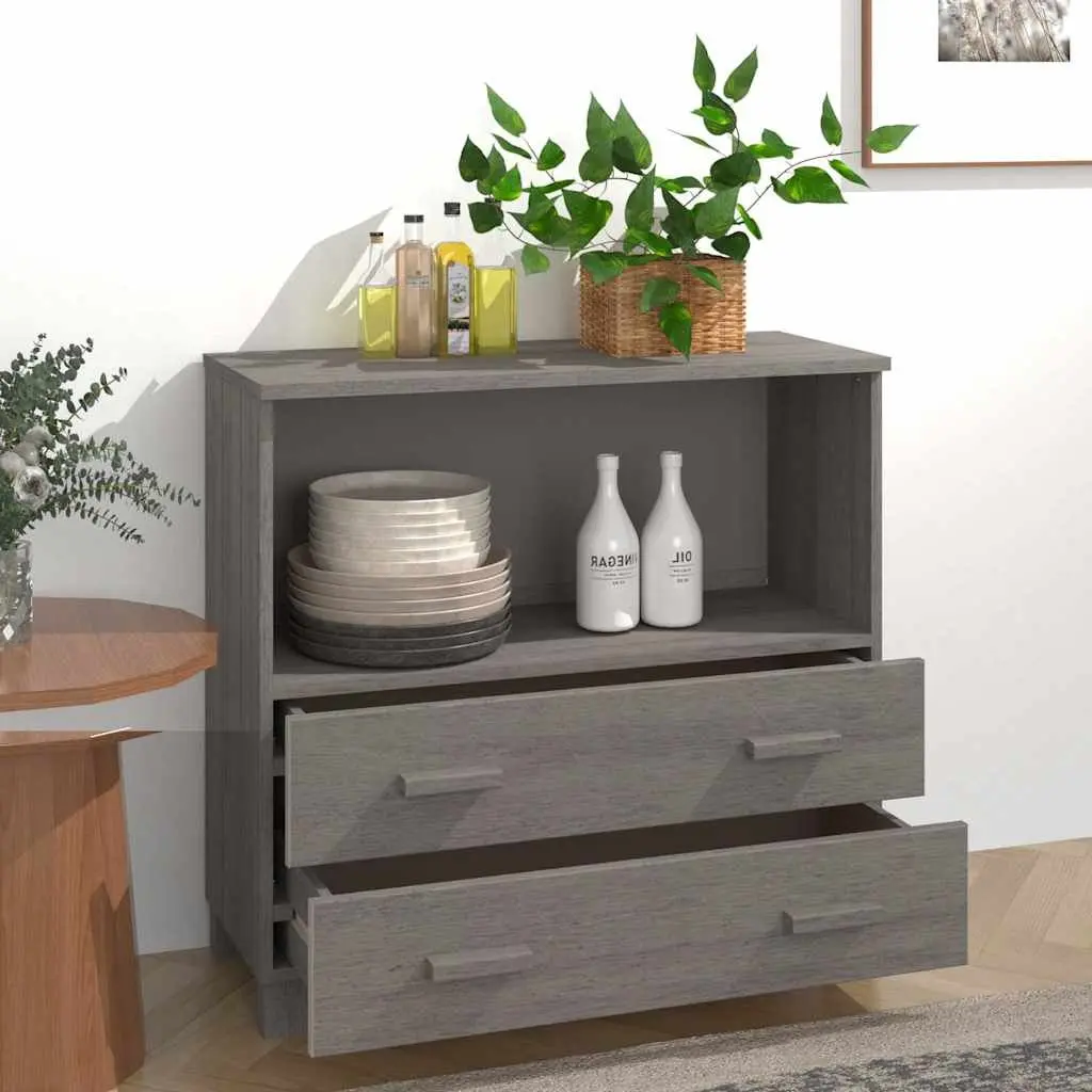 Wooden Sideboard Storage Cabinet Grey 85 x 35 x 80 cm Solid Pinewood