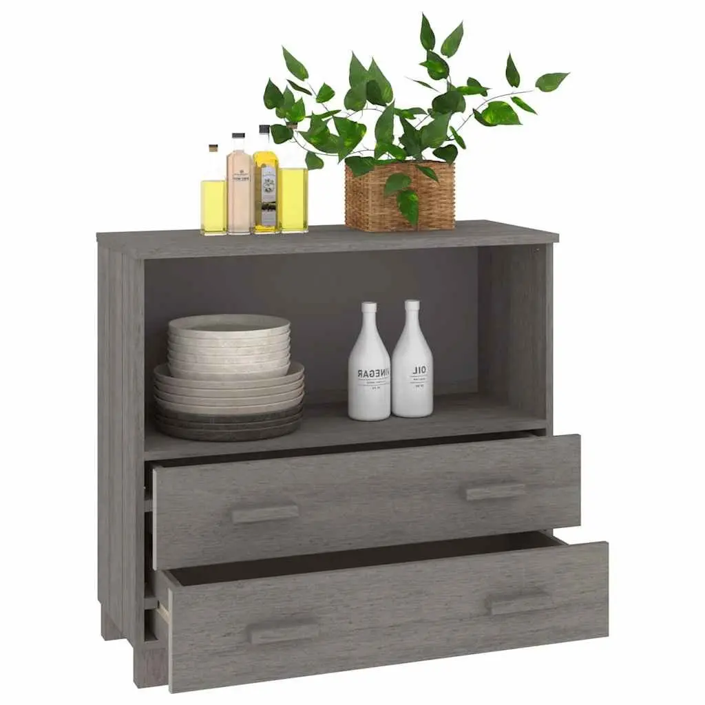 Wooden Sideboard Storage Cabinet Grey 85 x 35 x 80 cm Solid Pinewood