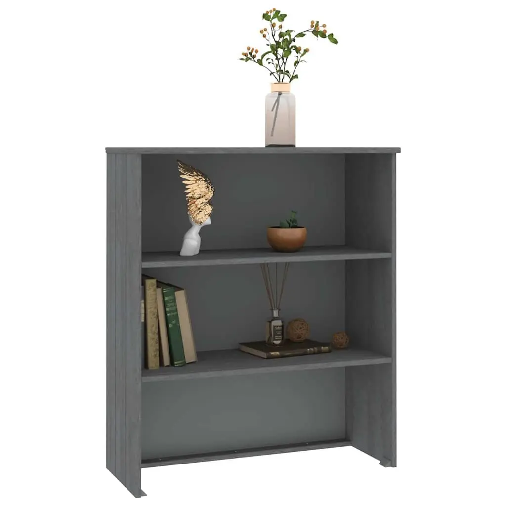 Grey Pine Wooden Highboard with Storage Shelves