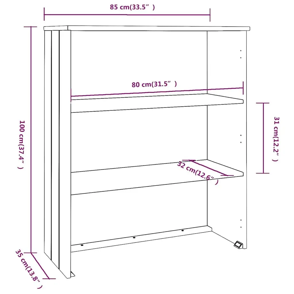 Highboard Top Light Grey 85x35x100cm Solid Pine Wood Cabinet Topper