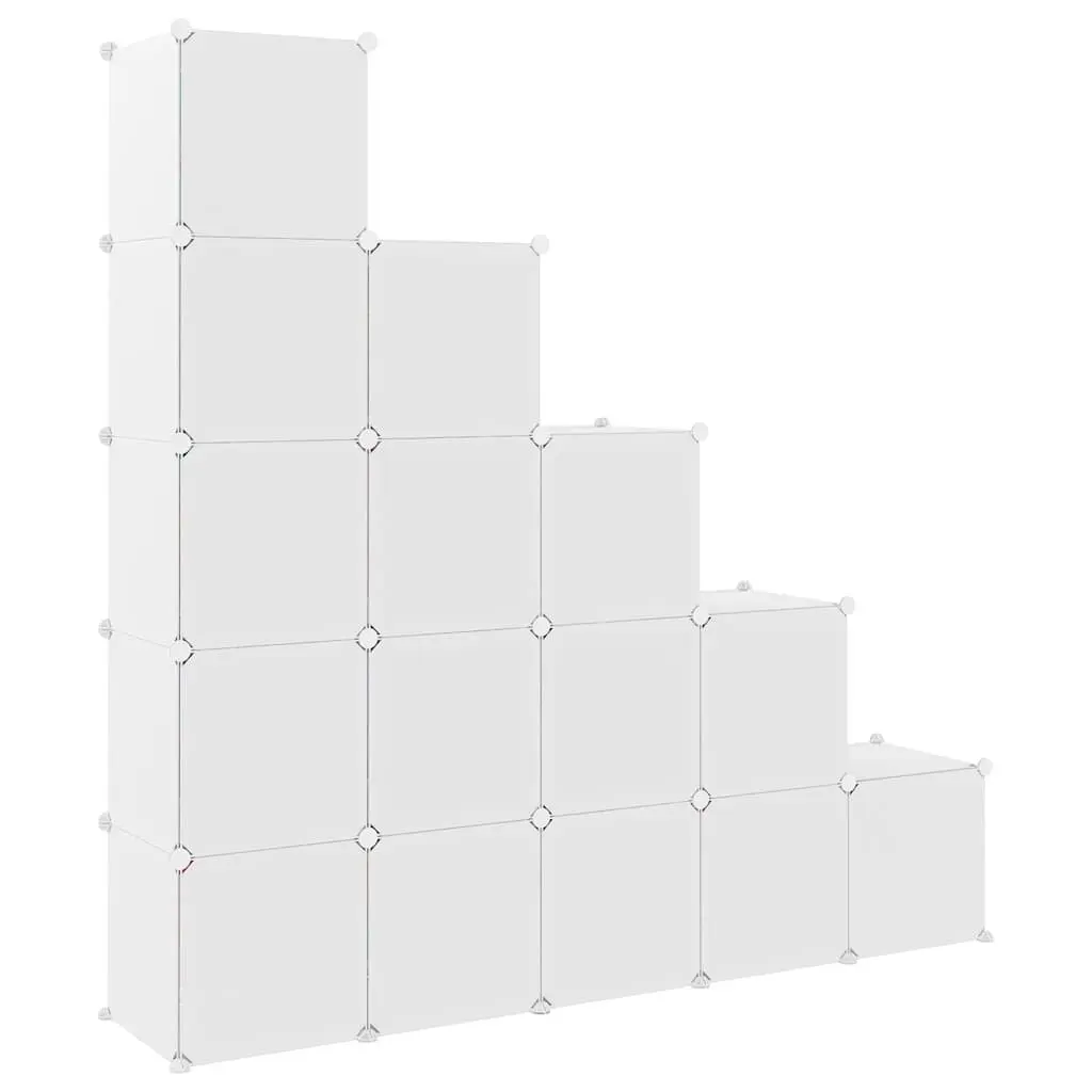 Kids Cube Storage Cabinet White 15 Cubes Organizer PP Plastic Steel Frame