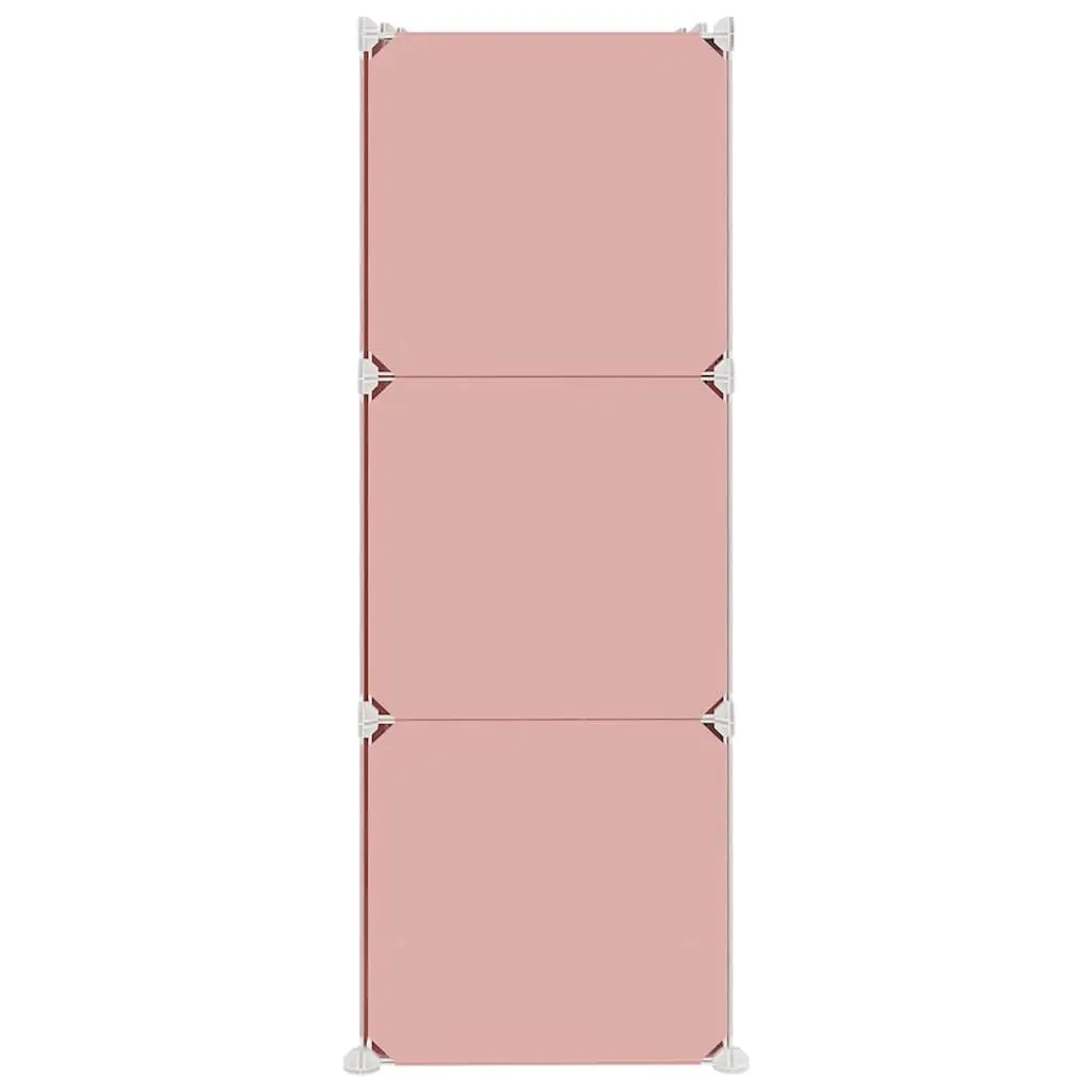 Cube Storage Cabinet Pink 6 Cubes PP Plastic Steel Frame