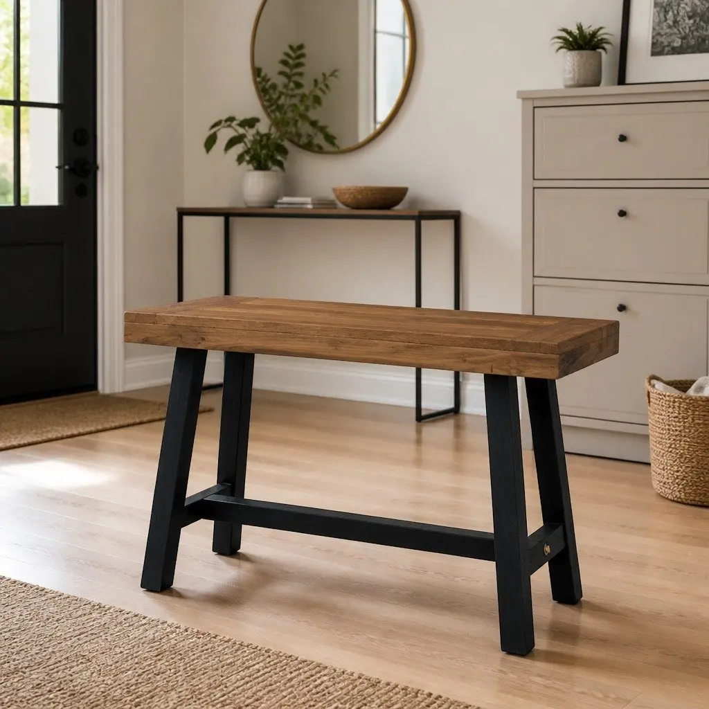Solid Teak Wood Bench 80cm for Dining and Hallways
