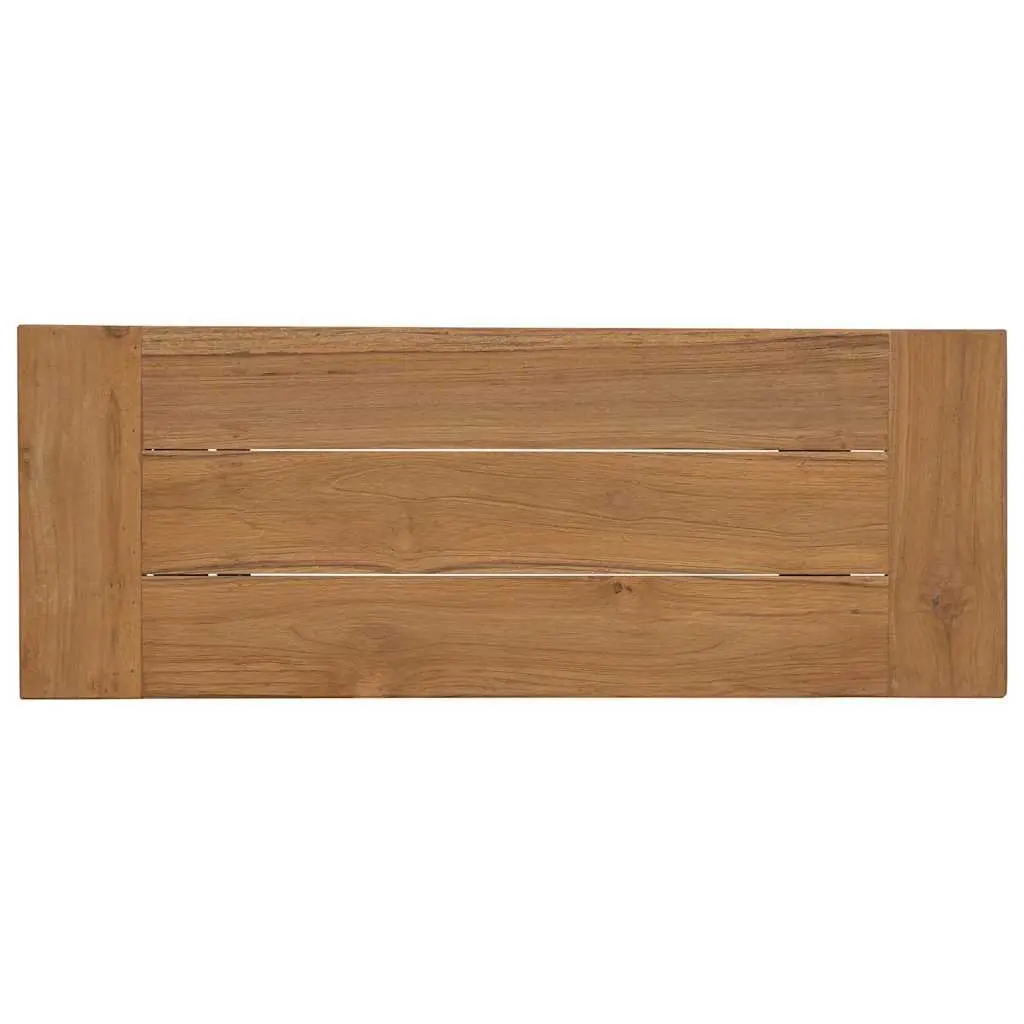 Solid Wood Teak Bench Rustic 80cm Brown Teak Wood with Black-Painted Legs