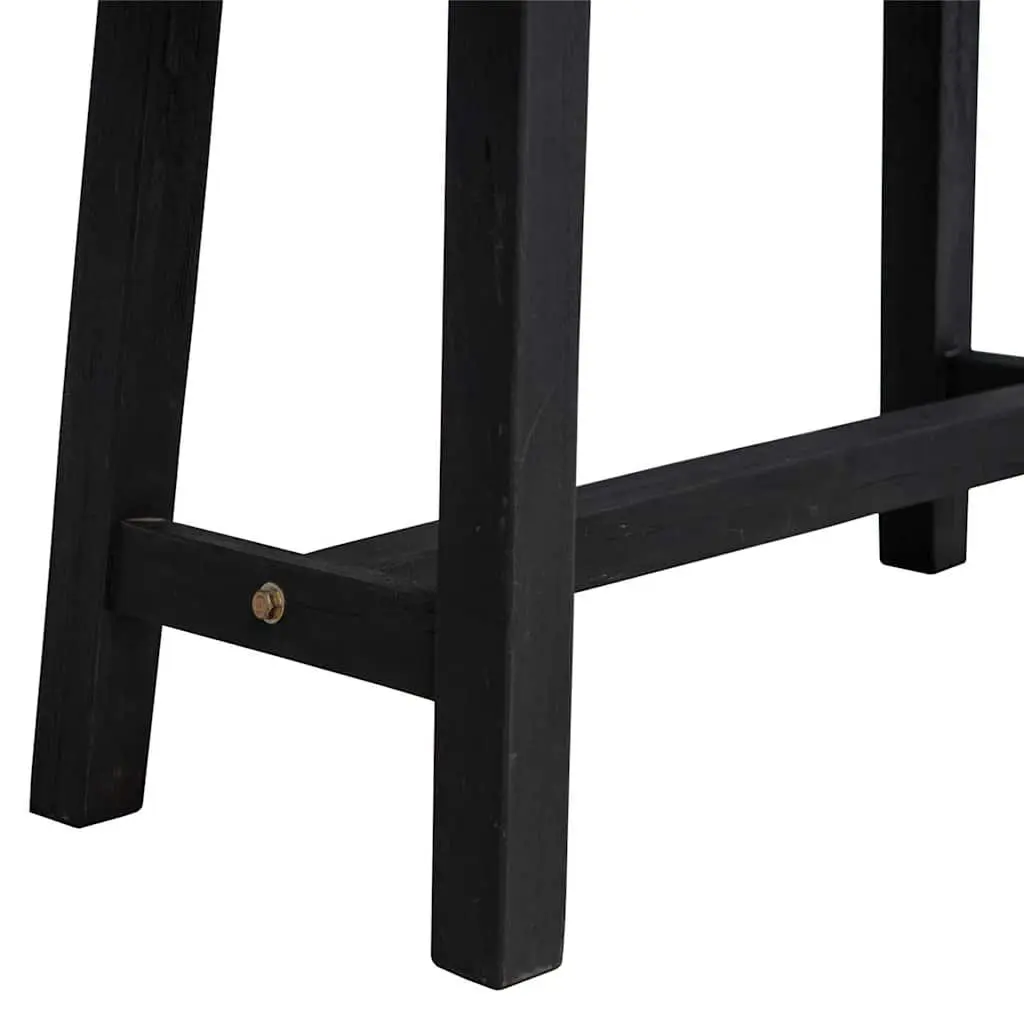 Solid Wood Teak Bench Rustic 80cm Brown Teak Wood with Black-Painted Legs