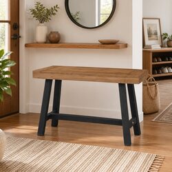 Charming Solid Teak Wood Bench 110cm for Dining and Hallway