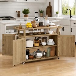 Solid Teak Wood Bar Cart for Kitchen and Dining