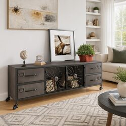 Silver TV Cabinet with Wheels 110x30x40 cm