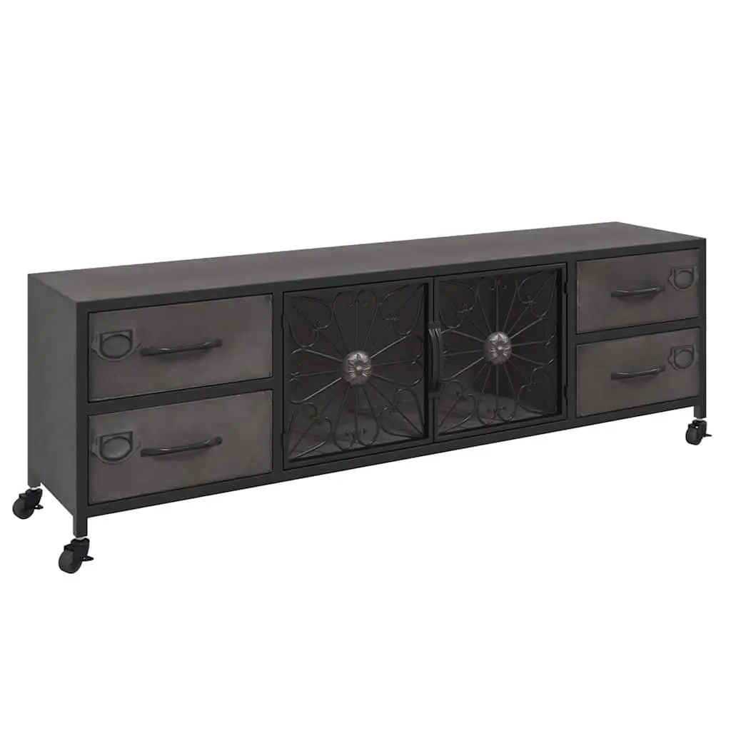 Silver TV Cabinet with Wheels 110x30x40 cm