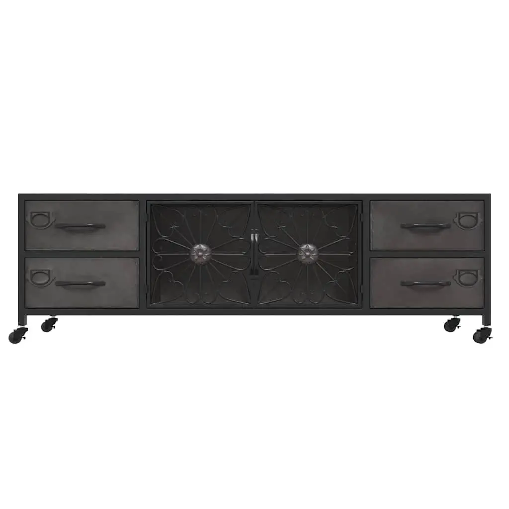 Silver TV Cabinet with Wheels 110x30x40 cm