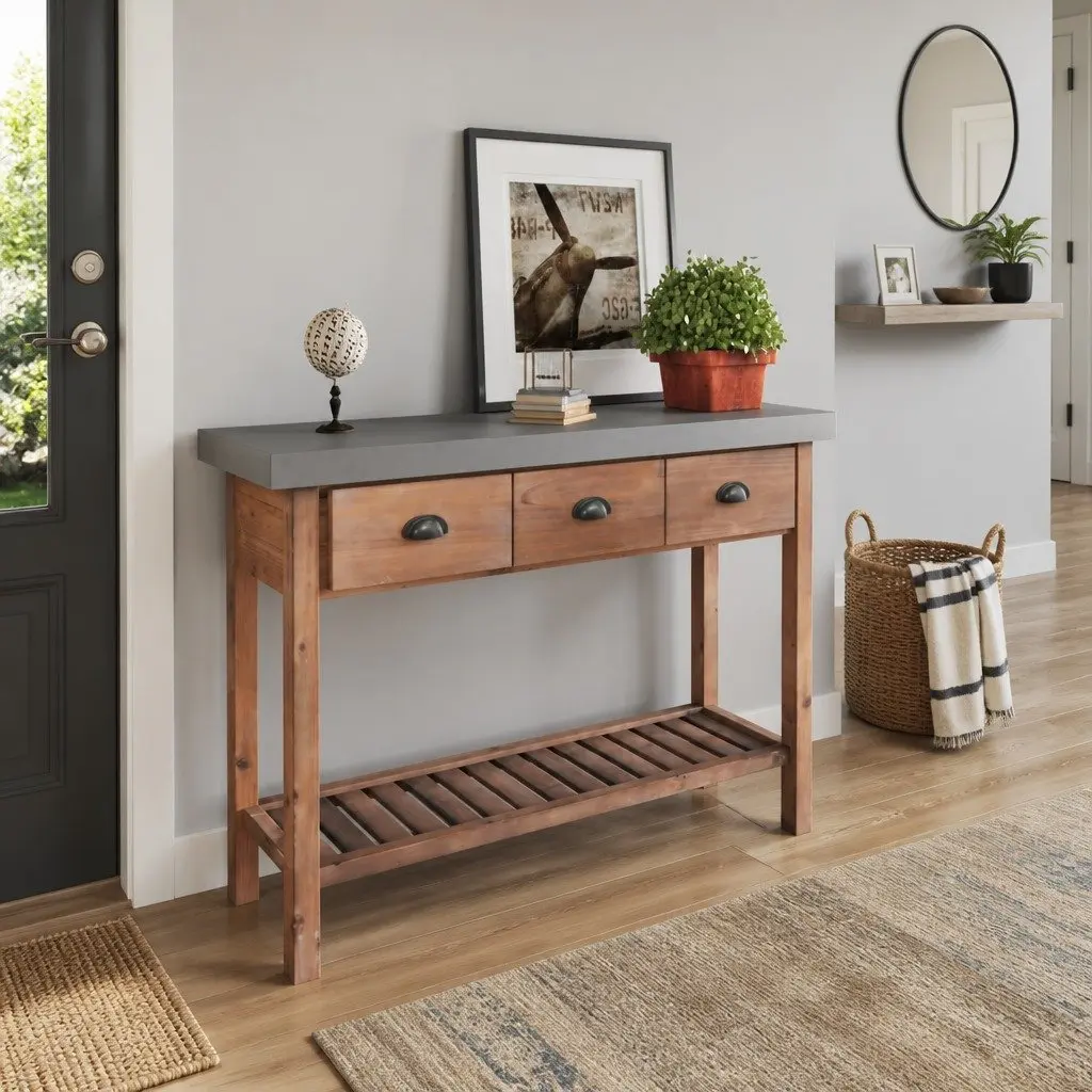 Console Table with Storage for Hallway 110x35x80 cm
