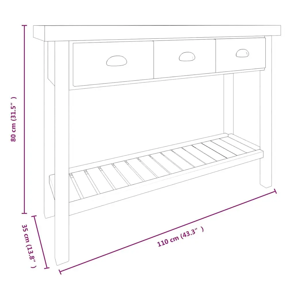 Console Table with Storage for Hallway 110x35x80 cm