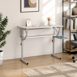 Adjustable Craft Desk in White and Grey for Home Office