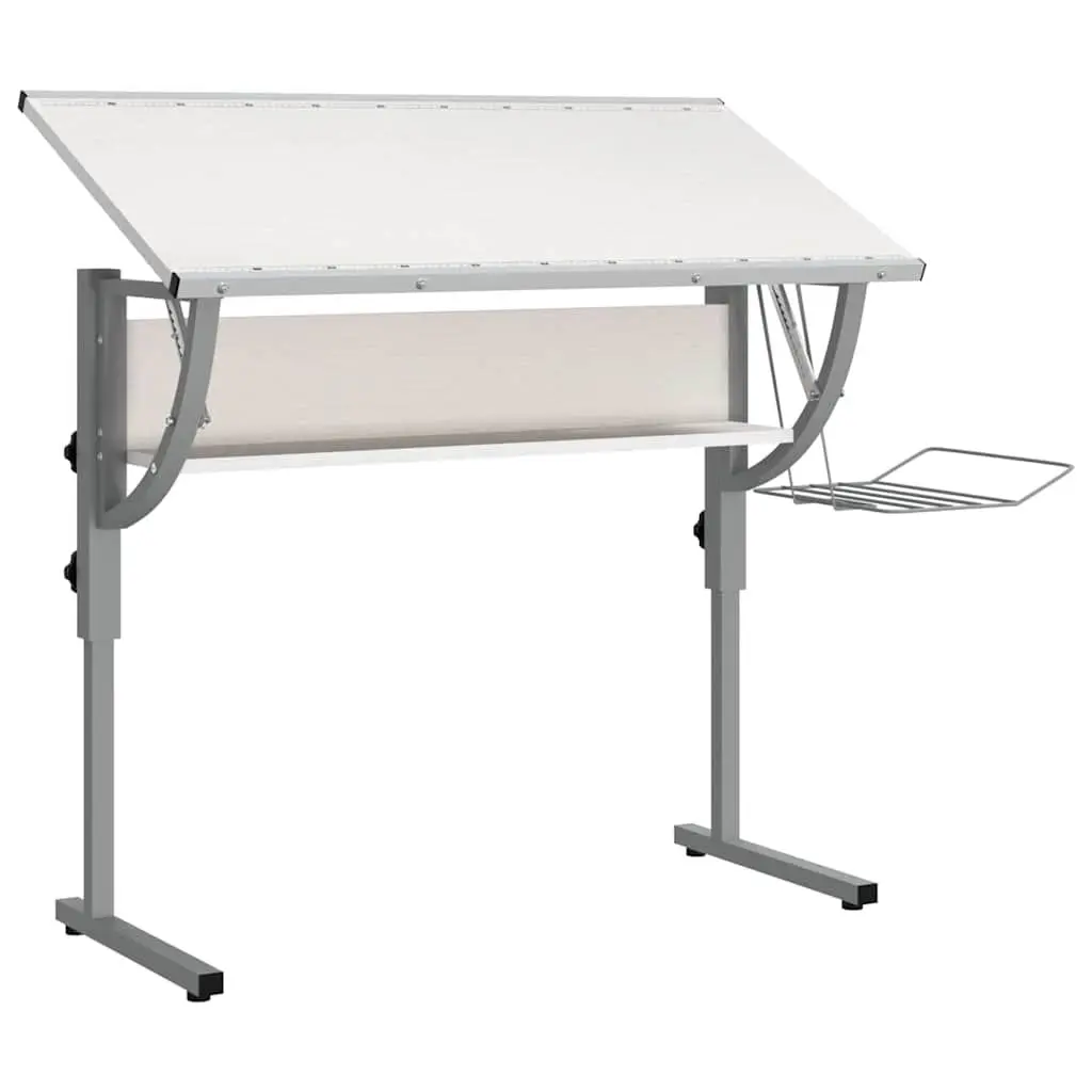 Adjustable Craft Desk in White and Grey for Home Office