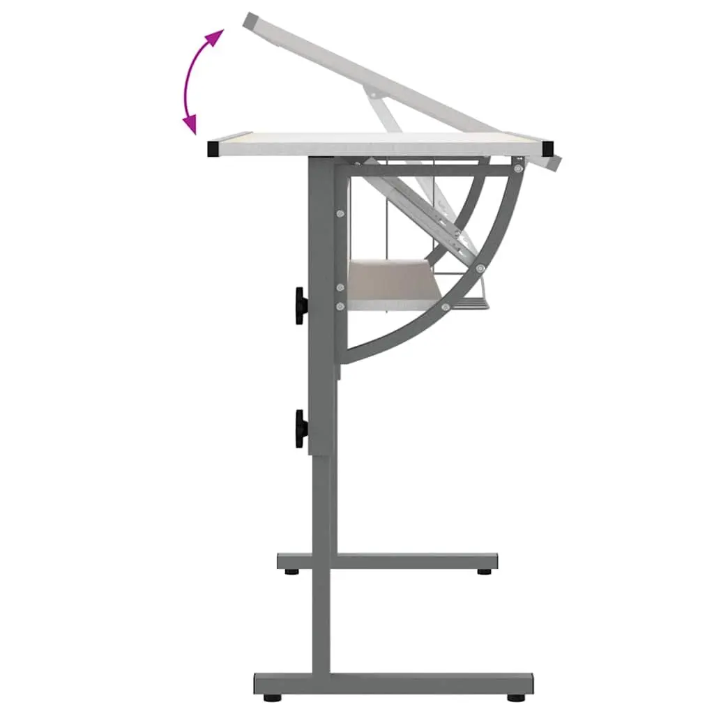 Adjustable Craft Desk in White and Grey for Home Office