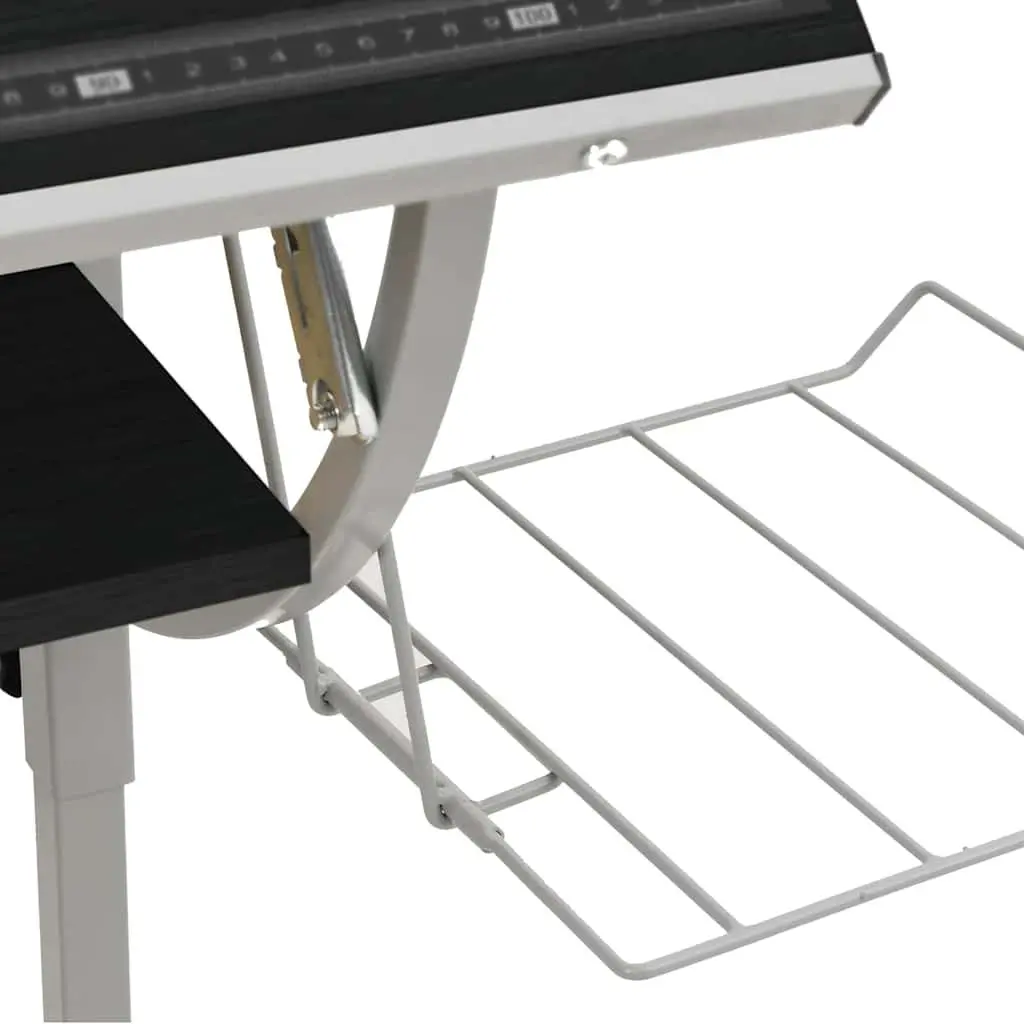 Craft Desk Adjustable Angle Tilt Black Grey Engineered Wood Steel with Shelf