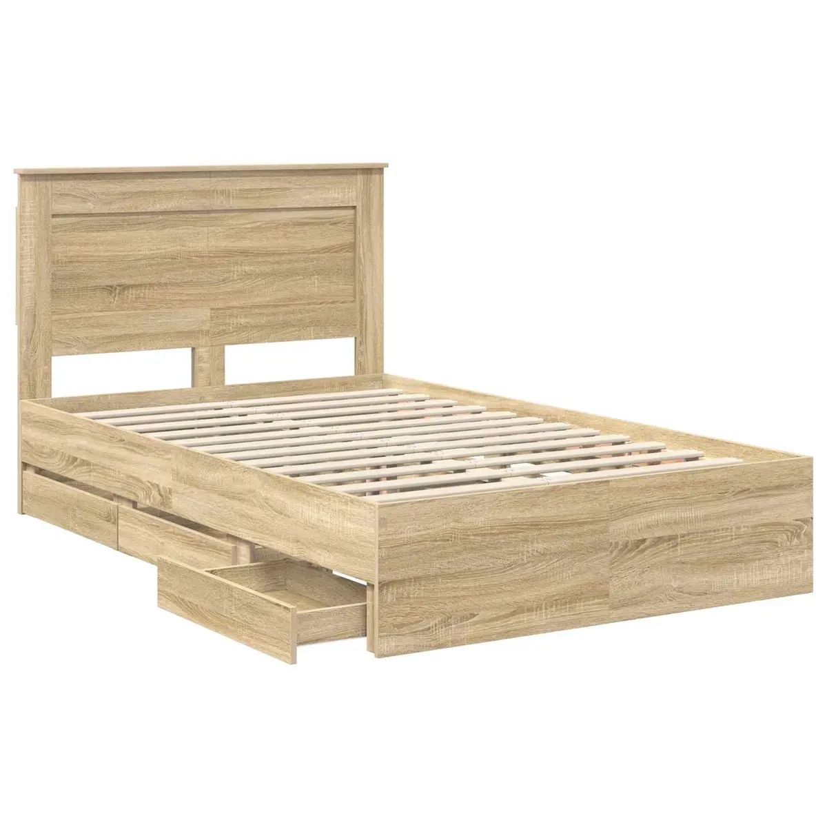 Storage Drawer Bed Frame in Sonoma Oak 135 x 190 cm