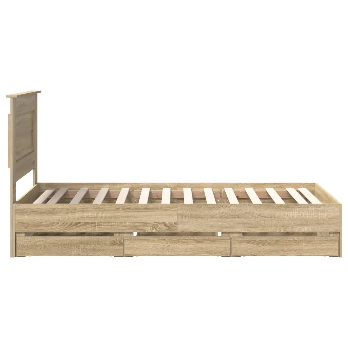 Bed Frame Modern Brown 90 x 190 cm Engineered Wood with Storage Drawer