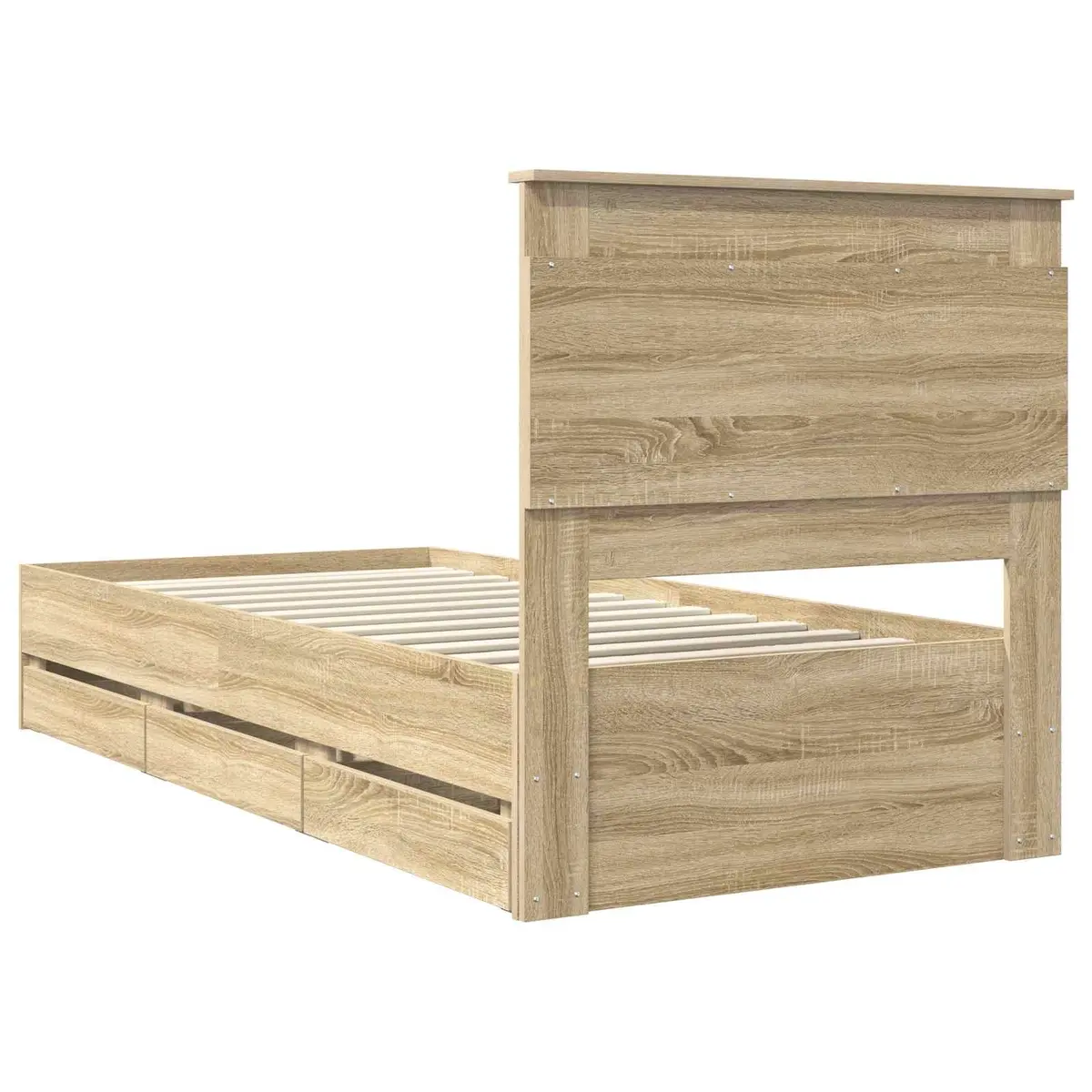 Bed Frame Modern Brown 90 x 190 cm Engineered Wood with Storage Drawer