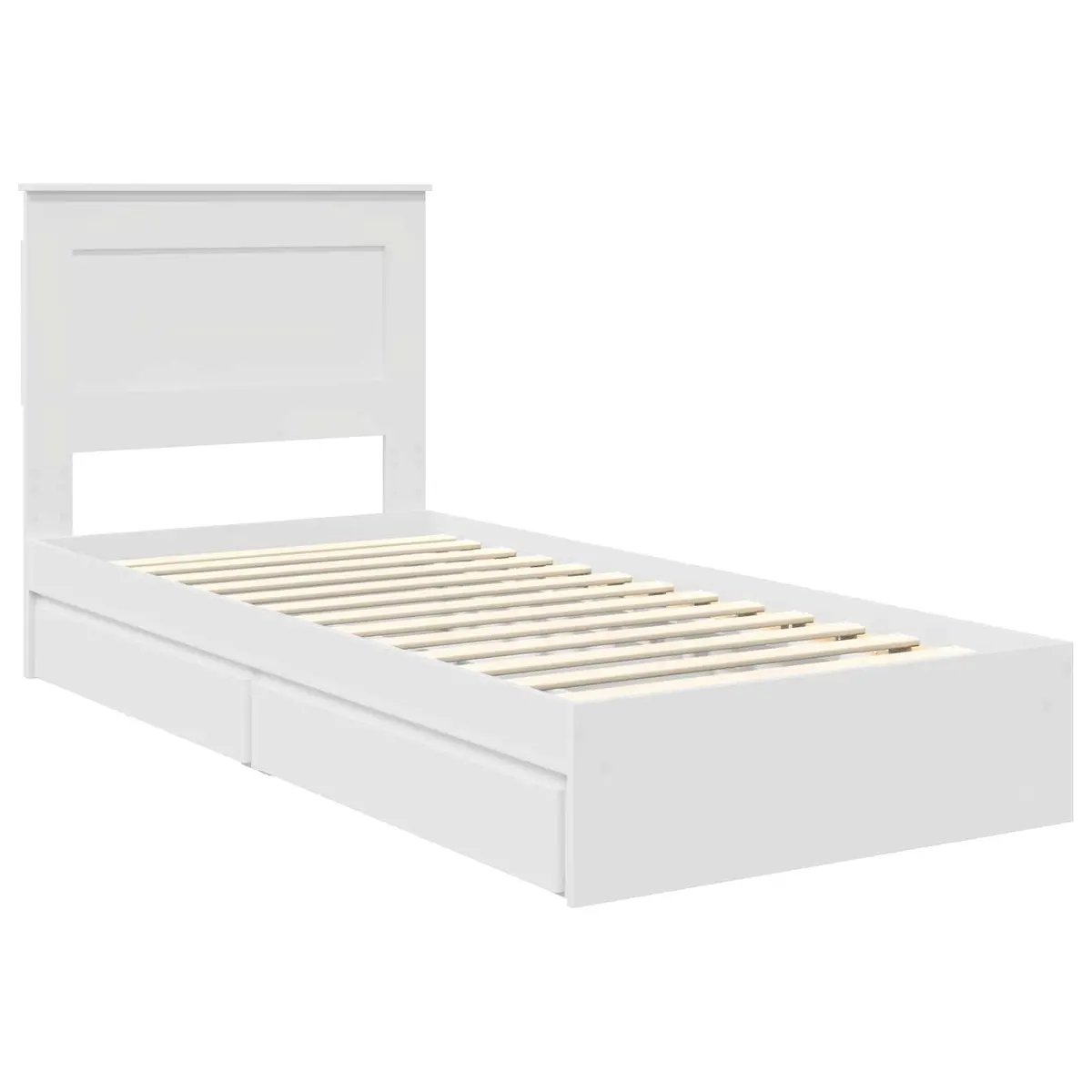 White Storage Bed Frame with Headboard 90 x 190 cm