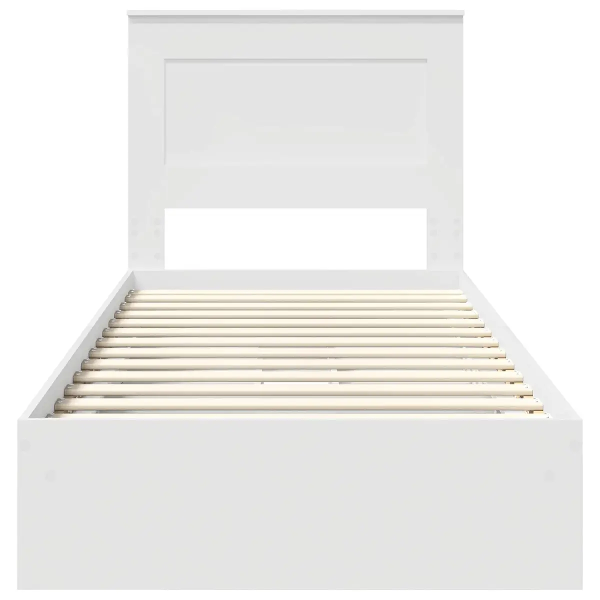 White Storage Bed Frame with Headboard 90 x 190 cm