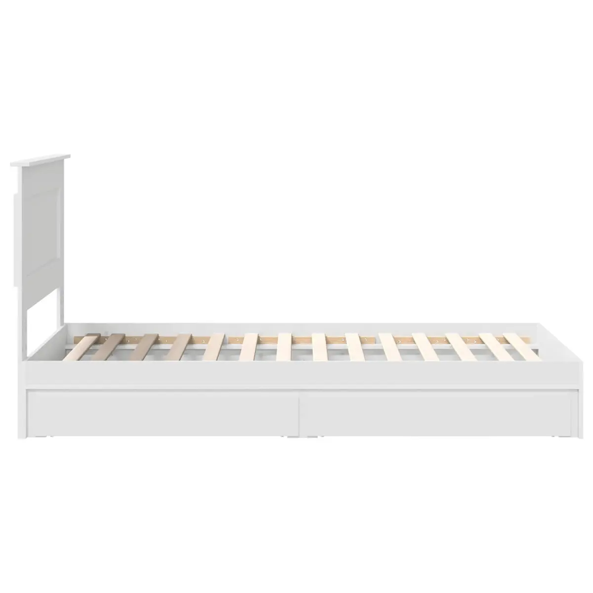 White Storage Bed Frame with Headboard 90 x 190 cm