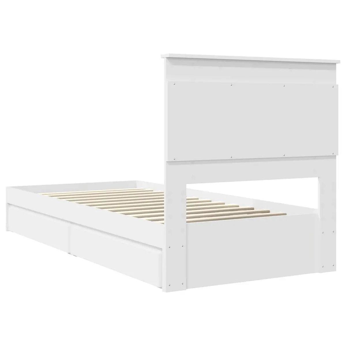 White Storage Bed Frame with Headboard 90 x 190 cm