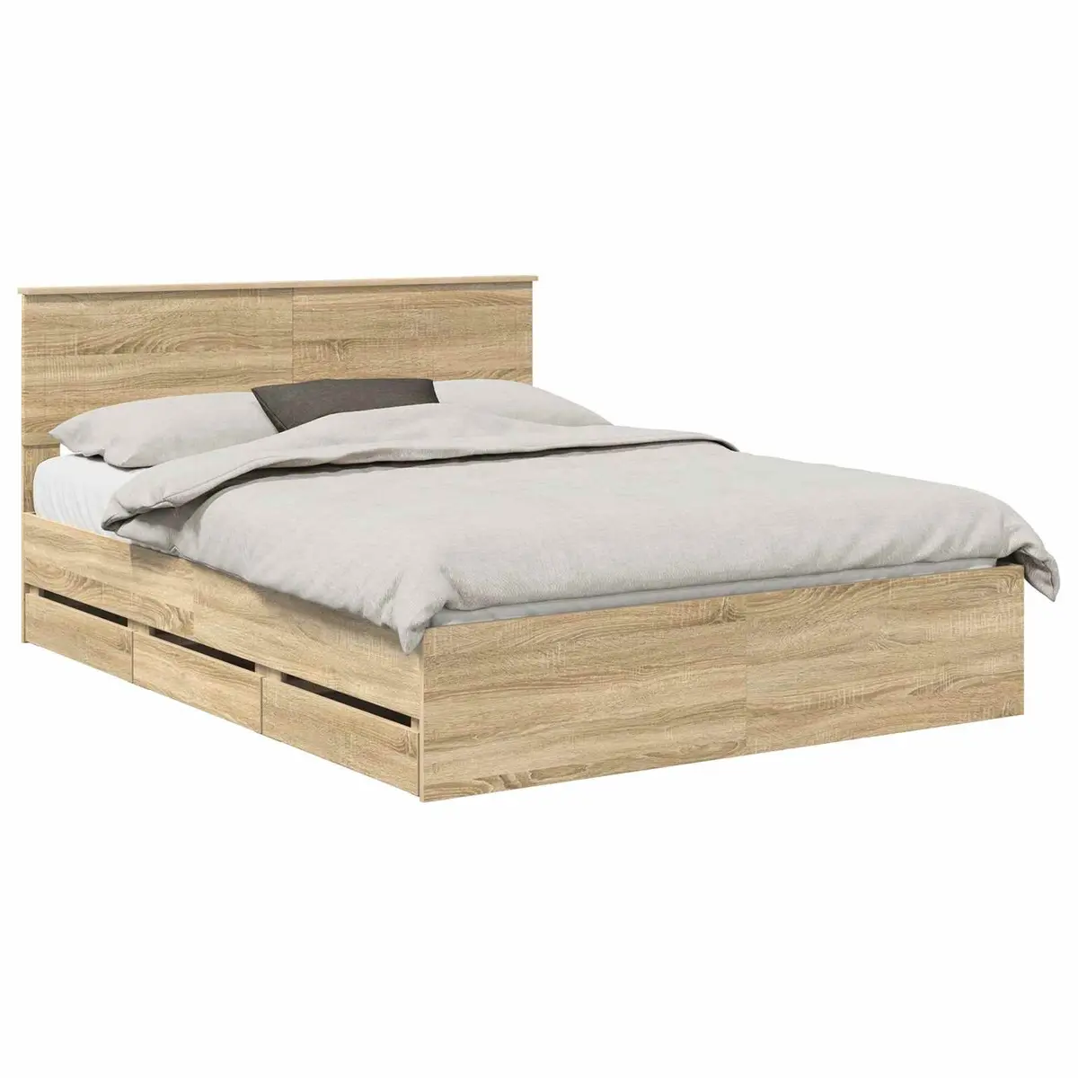 Sonoma Oak Bed Frame with Storage Drawer 150 x 200 cm