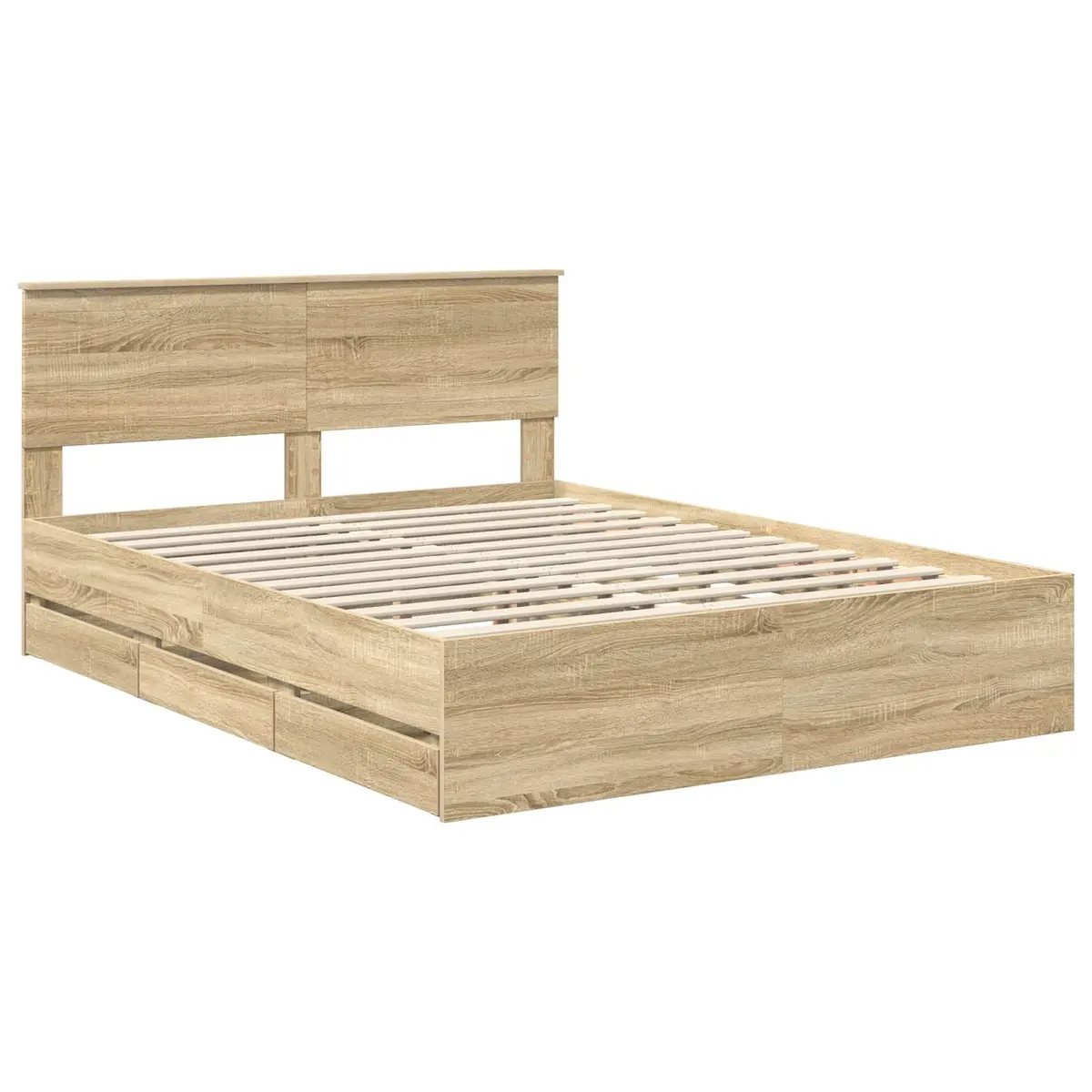 Sonoma Oak Bed Frame with Storage Drawer 150 x 200 cm