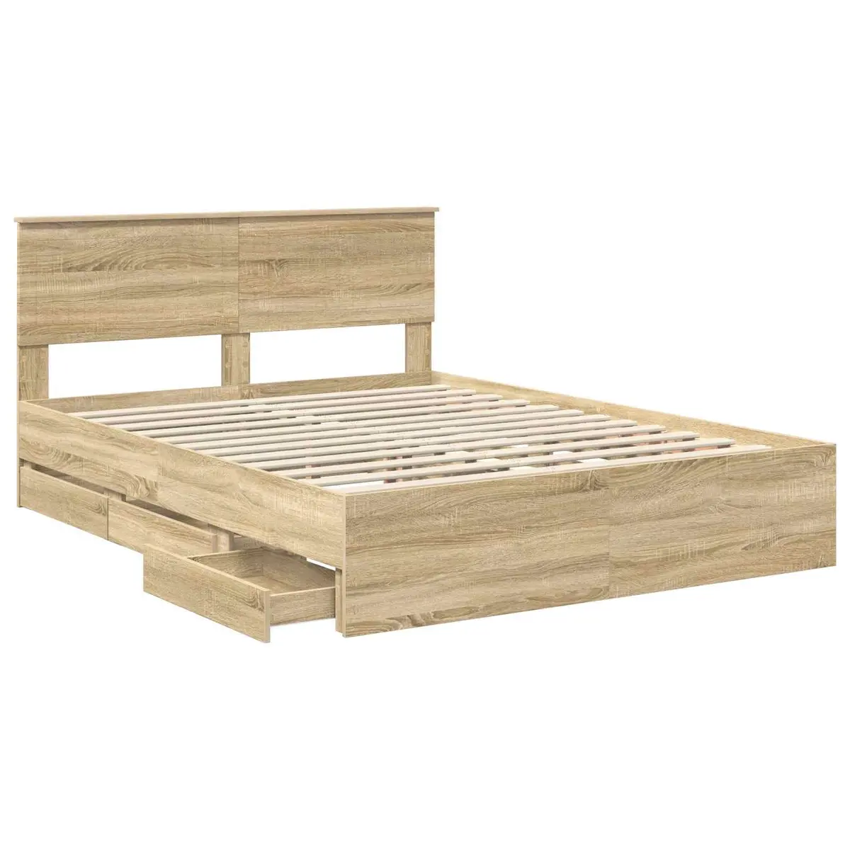 Sonoma Oak Bed Frame with Storage Drawer 150 x 200 cm