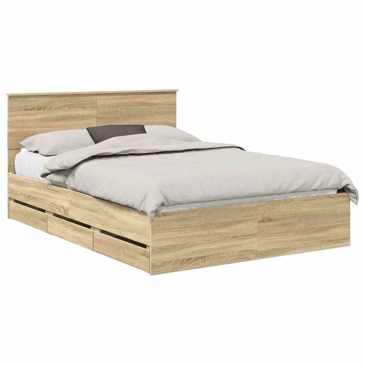 Sonoma Oak Bed Frame with Storage Drawer 135 x 190 cm