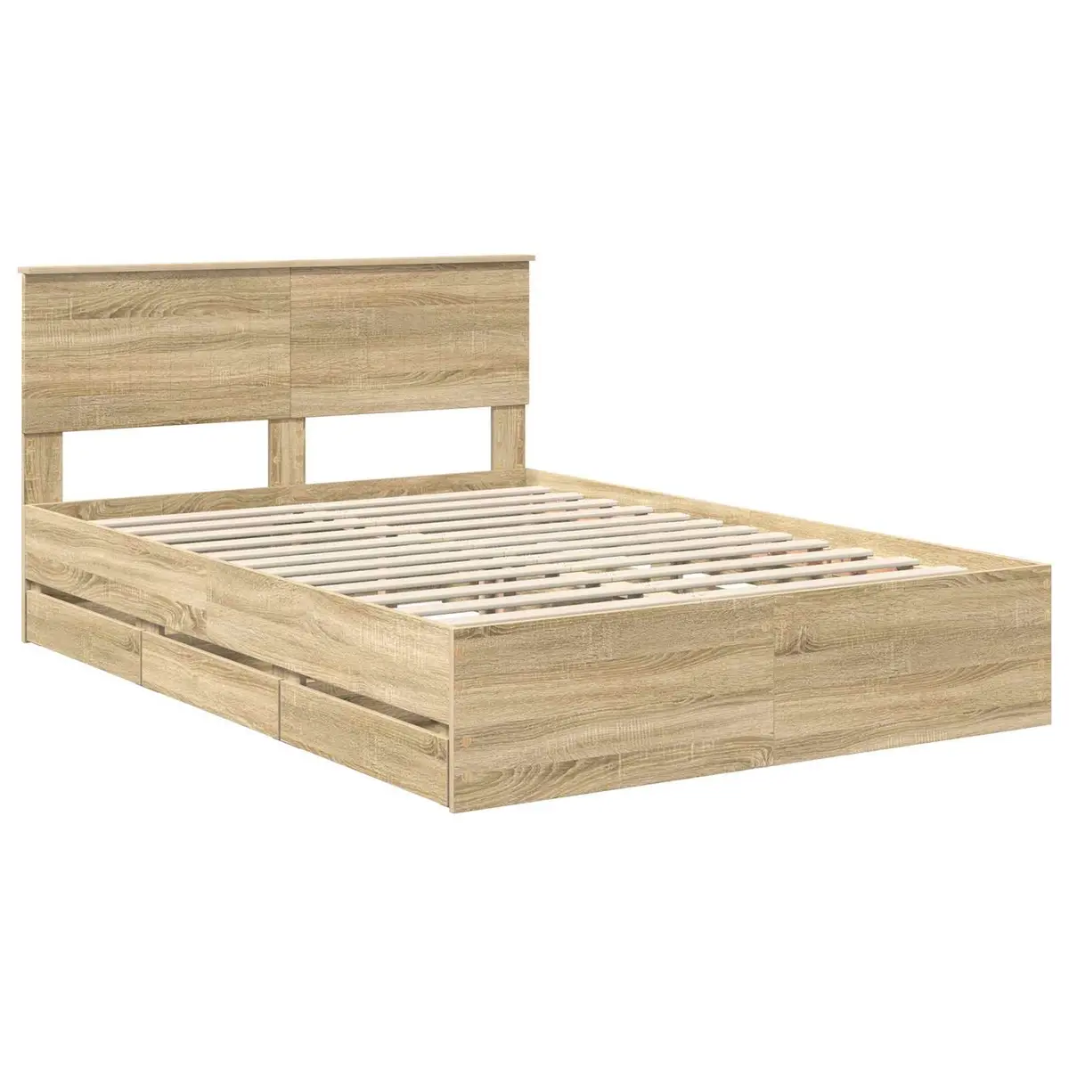 Sonoma Oak Bed Frame with Storage Drawer 135 x 190 cm