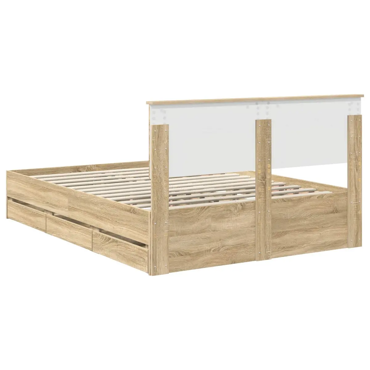 Sonoma Oak Bed Frame with Storage Drawer 135 x 190 cm