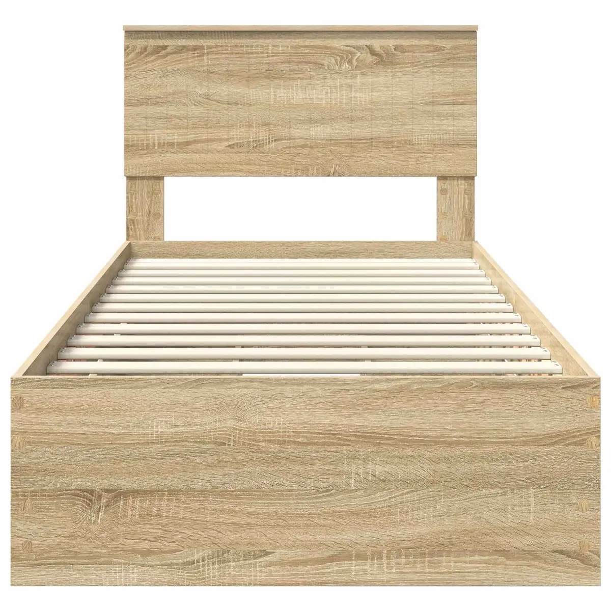 Brown Bed Frame with Storage Drawer 90 x 190 cm