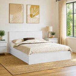 White Storage Bed with Headboard 150 x 200 cm