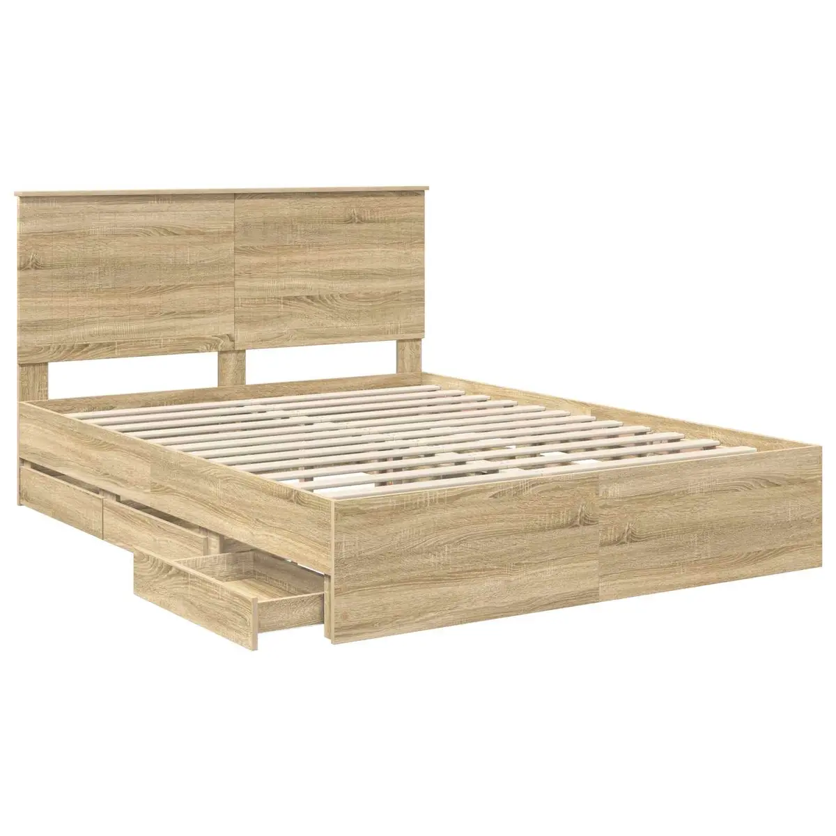 Bed Frame with Drawer Storage Sonoma Oak 150 x 200 cm Engineered Wood