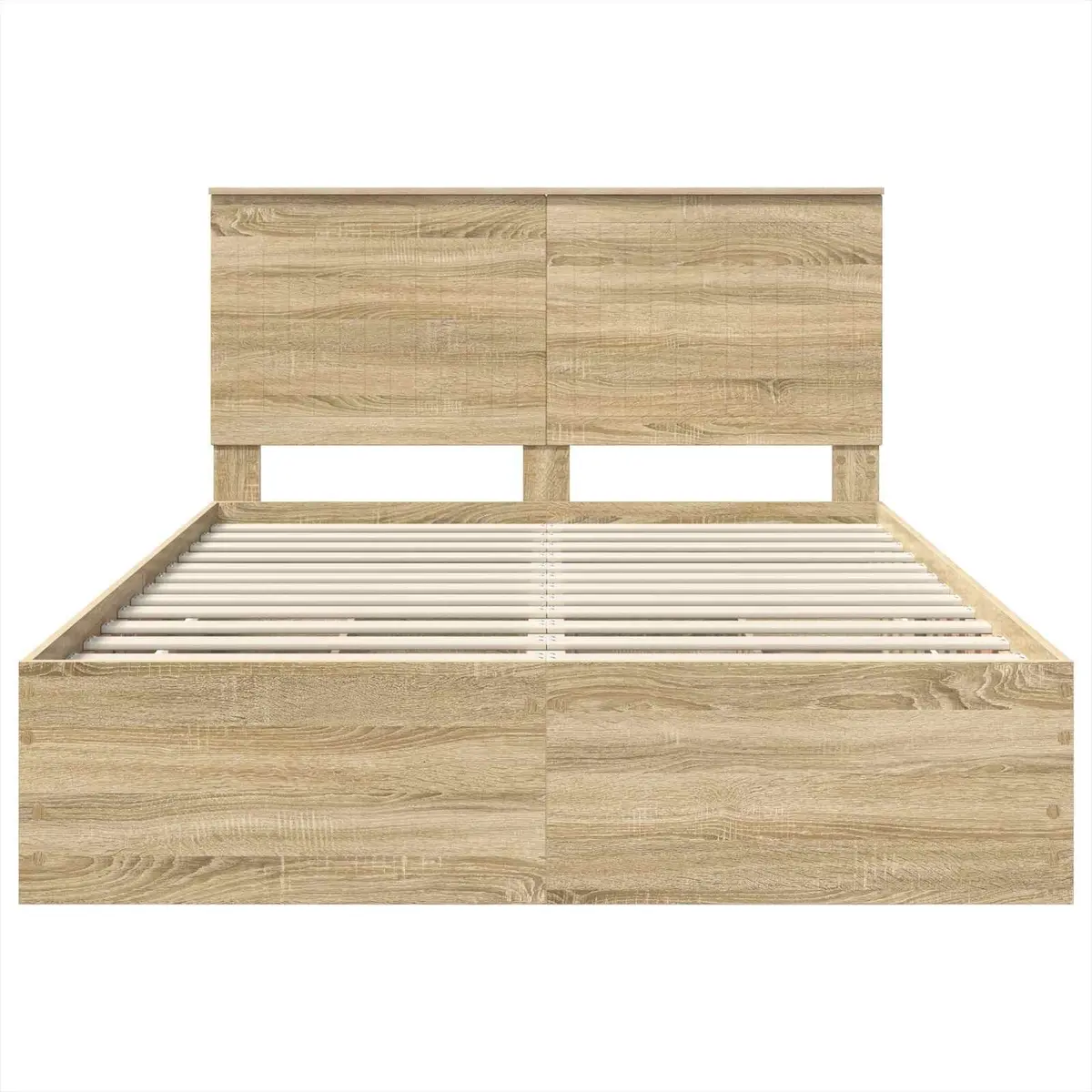 Bed Frame Sonoma Oak 135 x 190 cm Engineered Wood Platform with Drawer Storage