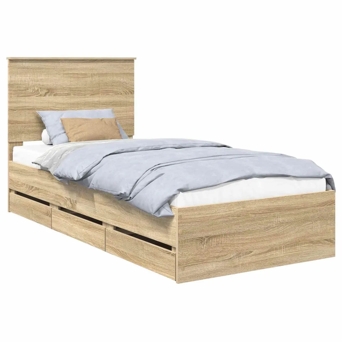 Sonoma Oak Bed Frame with Storage Drawers 90 x 190 cm