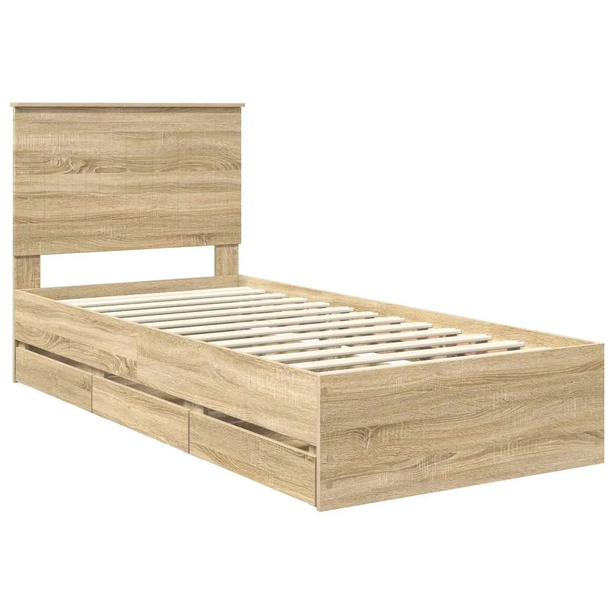 Sonoma Oak Bed Frame with Storage Drawers 90 x 190 cm