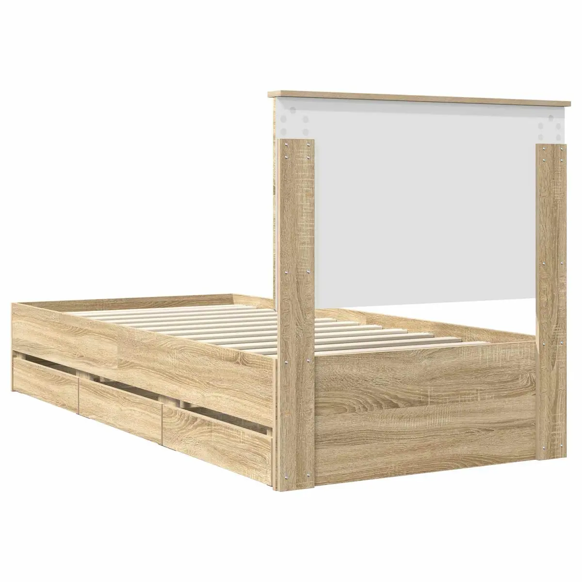 Sonoma Oak Bed Frame with Storage Drawers 90 x 190 cm
