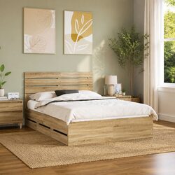 Sonoma Oak Bed Frame with Storage Drawer 150 x 200 cm