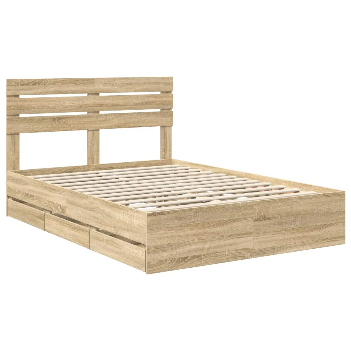 Bed Frame with Storage Drawer Sonoma Oak 150 x 200 cm