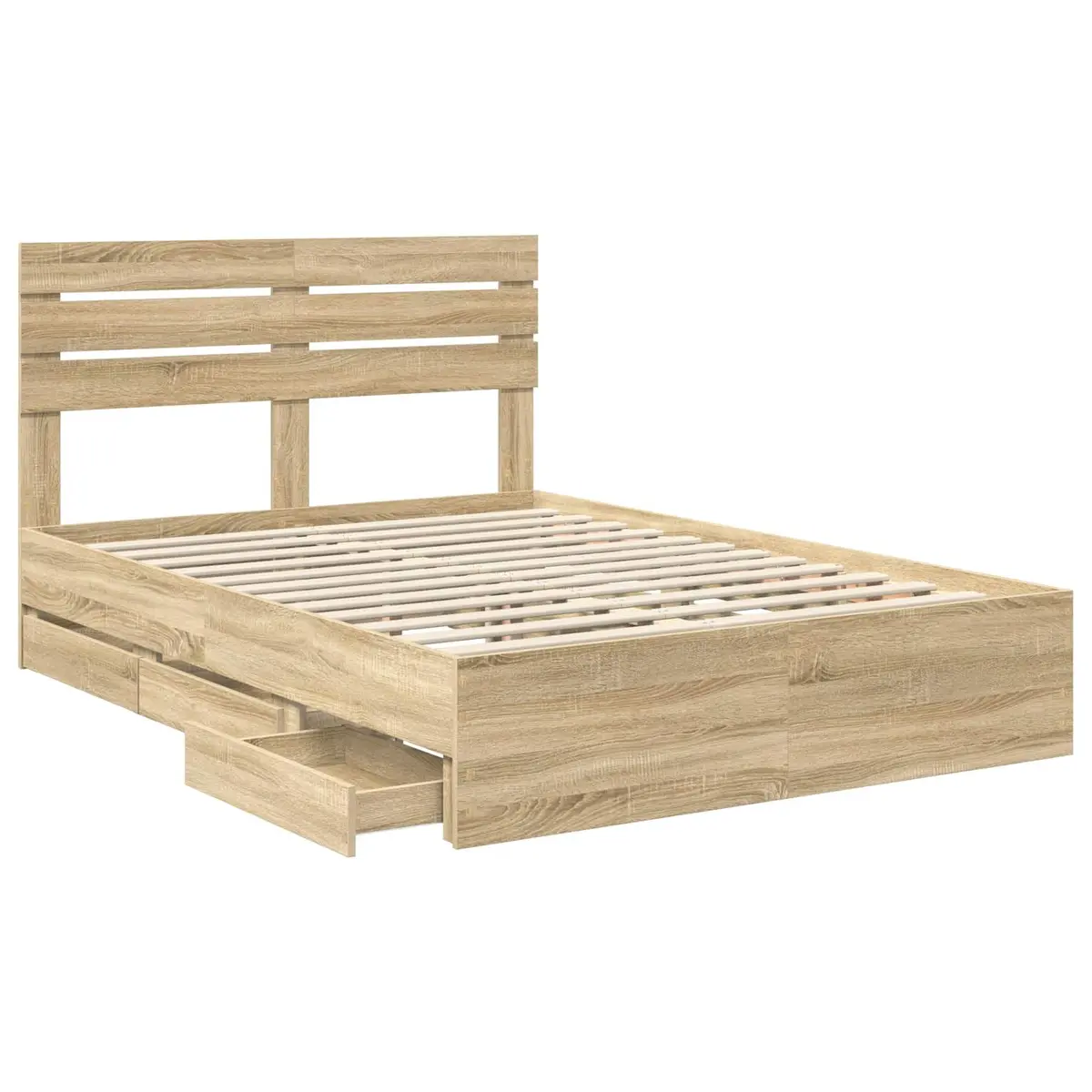 Bed Frame with Storage Drawer Sonoma Oak 150 x 200 cm