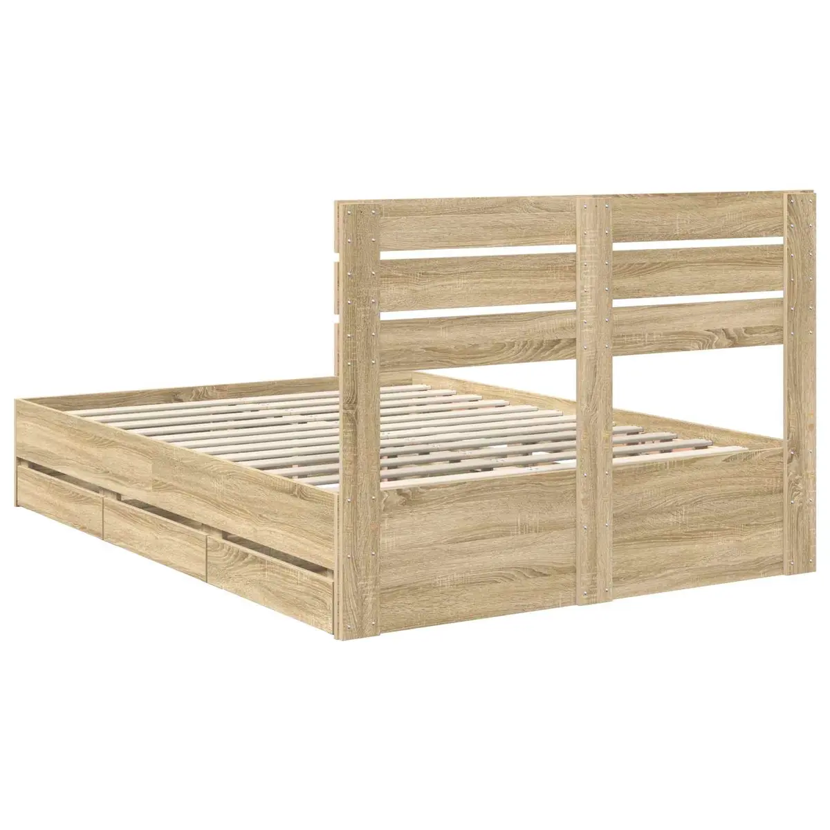 Bed Frame with Storage Drawer Sonoma Oak 150 x 200 cm