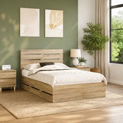 Storage Drawer Bed Frame Sonoma Oak 135 x 190 cm