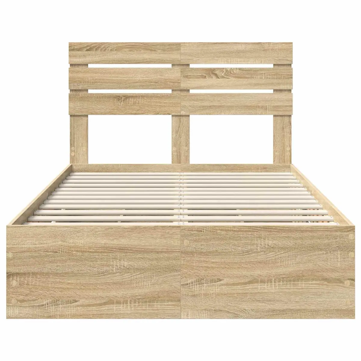 Bed Frame with Storage Drawer Sonoma Oak 135 x 190 cm Engineered Wood Modern