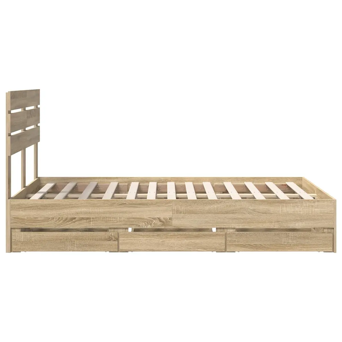 Bed Frame with Storage Drawer Sonoma Oak 135 x 190 cm Engineered Wood Modern