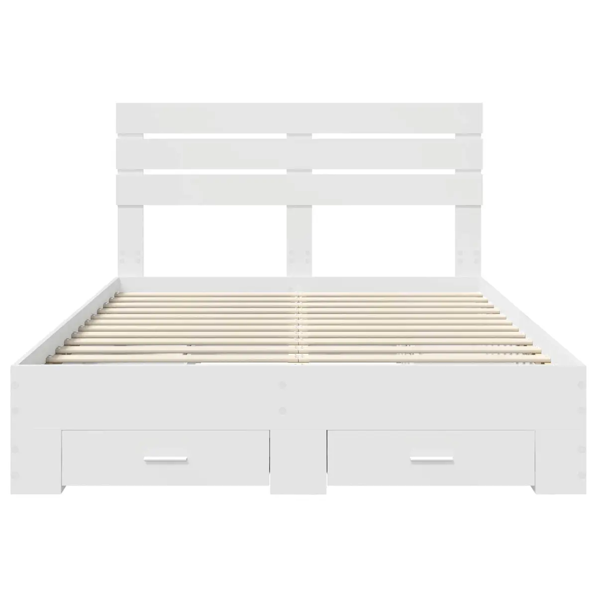 White Bed Frame with Integrated Storage Drawers